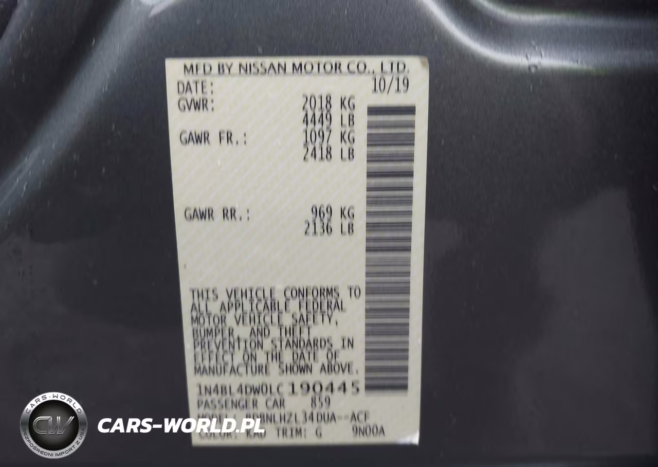 2020 Nissan Altima Sv Intelligent Awd VIN:1N4BL4DW0LC190445 - 9