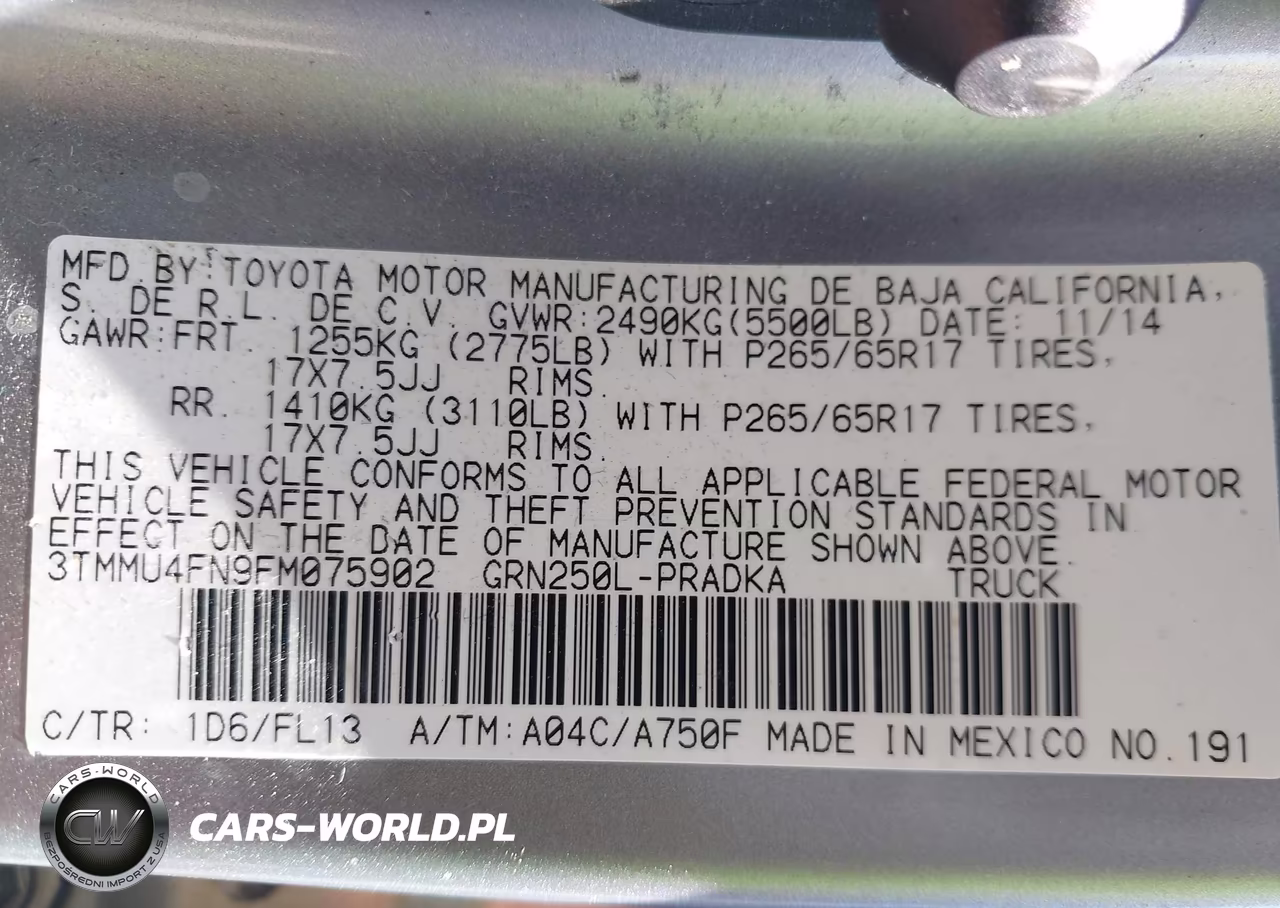 2015 Toyota Tacoma Base V6 VIN:3TMMU4FN9FM075902 - 9