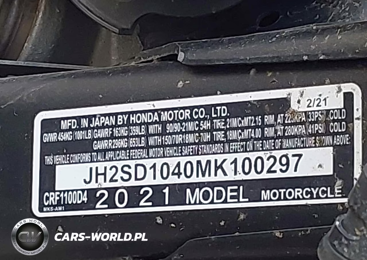 2021 Honda Crf1100 D4 VIN:JH2SD1040MK100297 - 10