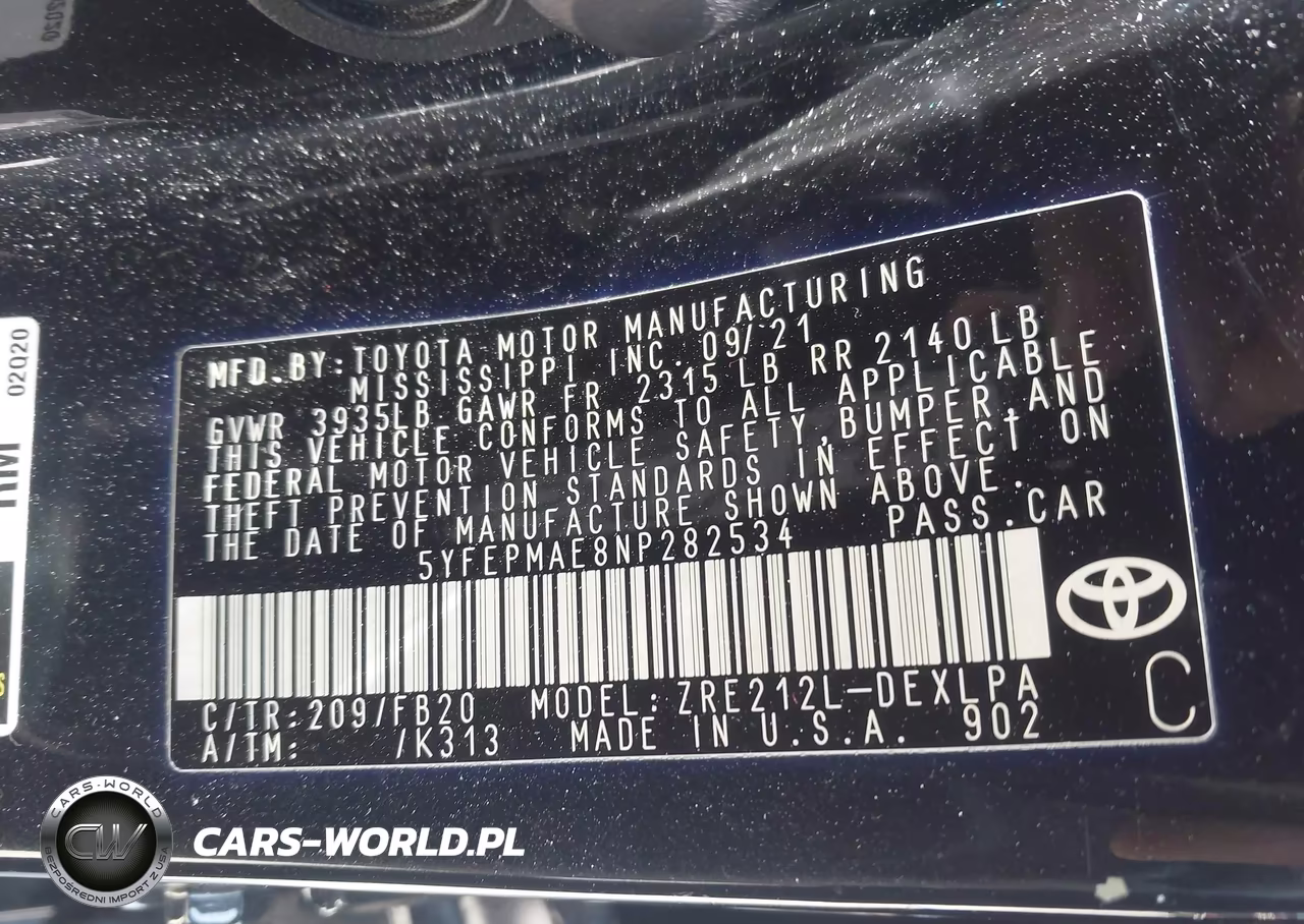 2022 Toyota Corolla Le VIN:5YFEPMAE8NP282534 - 9