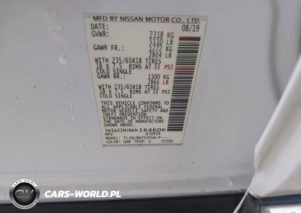 2019 Nissan Murano Sv VIN:5N1AZ2MJ6KN164606 - 9