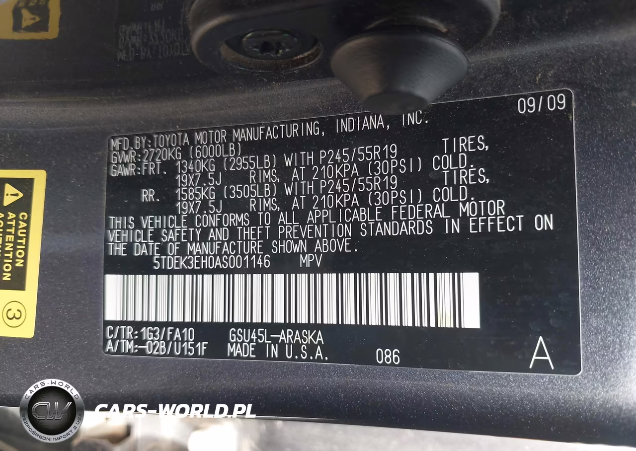 2010 Toyota Highlander Sport V6 VIN:5TDEK3EH0AS001146 - 9