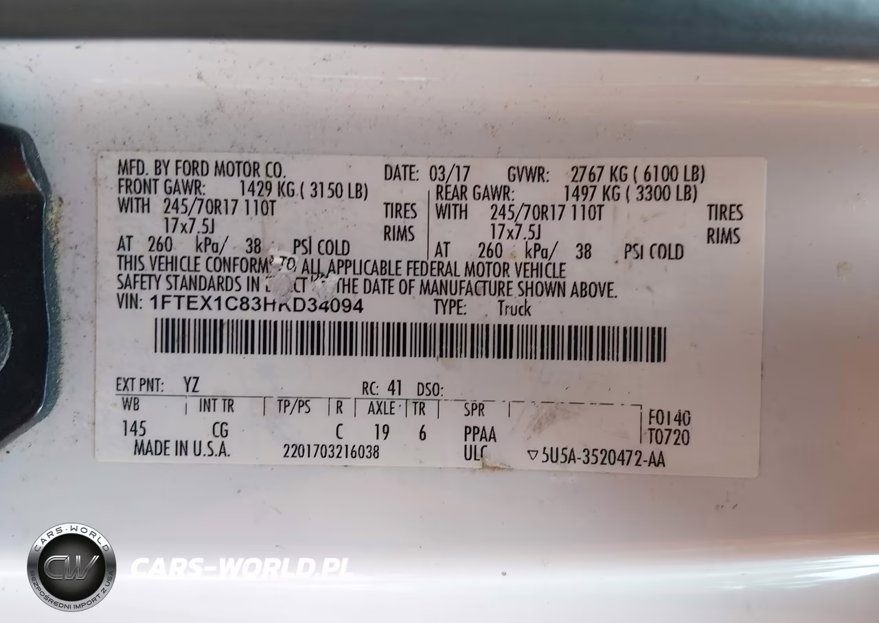 2017 Ford F150 Super Cab VIN:1FTEX1C83HKD34094 - 9