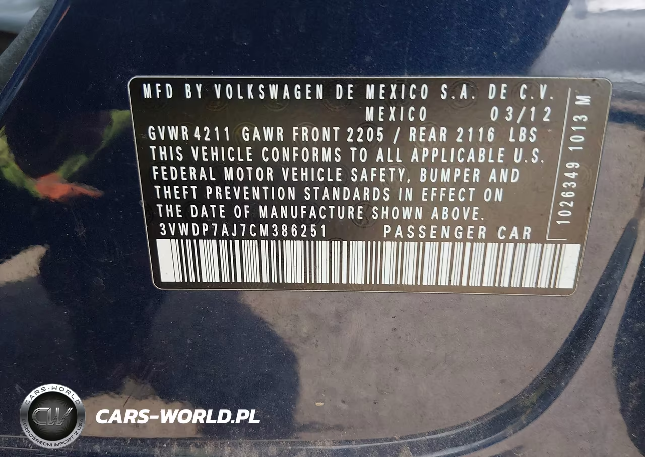 2012 Volkswagen Jetta 2.5L Se VIN:3VWDP7AJ7CM386251 - 9