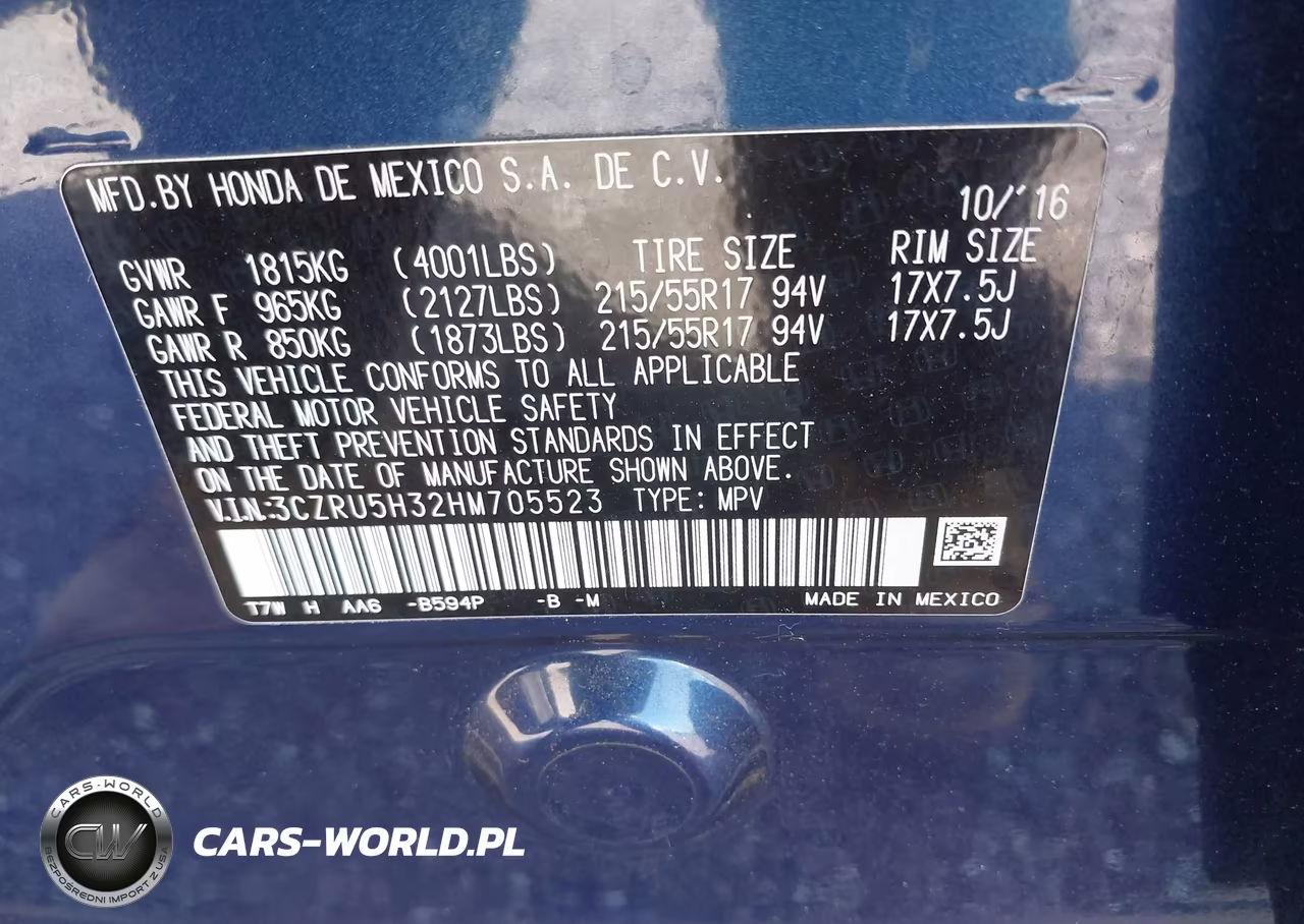 2017 Honda Hr-V Lx VIN:3CZRU5H32HM705523 - 9