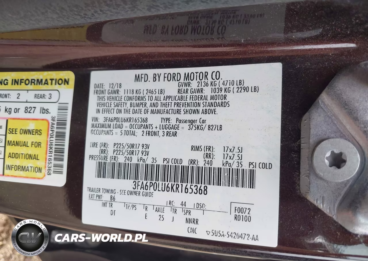 2019 Ford Fusion Hybrid Se VIN:3FA6P0LU6KR165368 - 9
