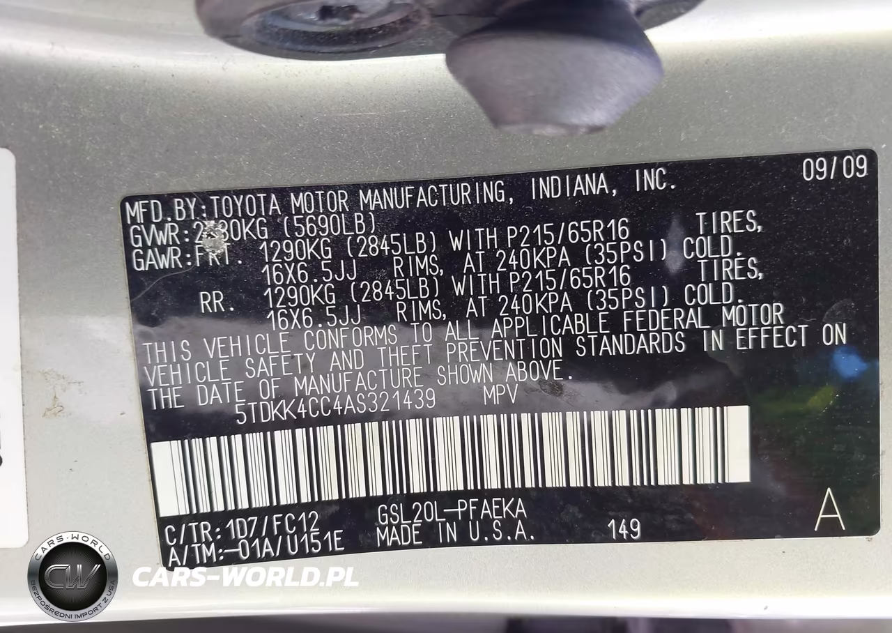 2010 Toyota Sienna Le VIN:5TDKK4CC4AS321439 - 9