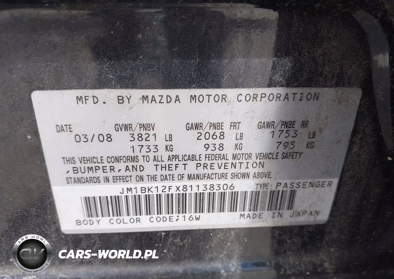 2008 Mazda Mazda3 I Sport VIN:JM1BK12FX81138306 - 9