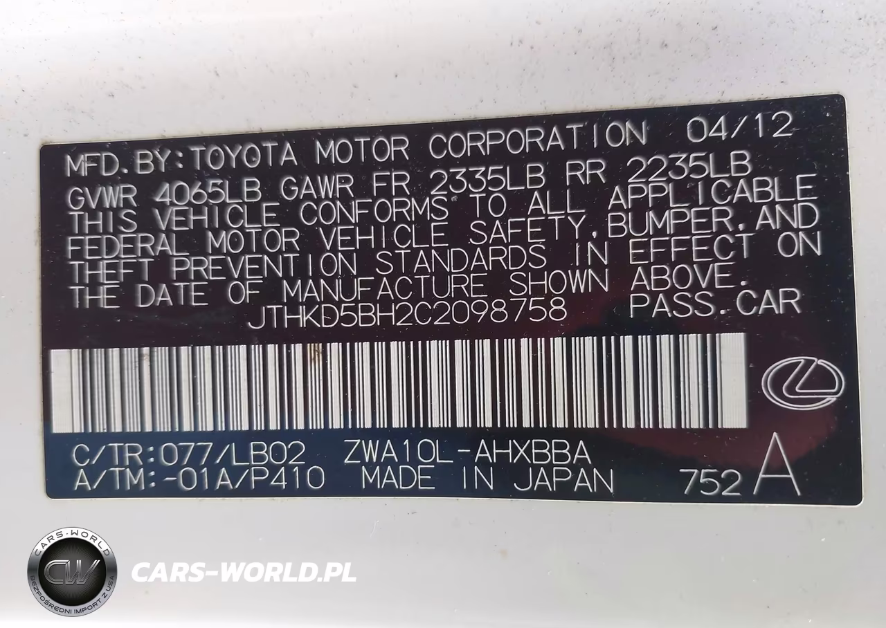 2012 Lexus Ct 200H Premium VIN:JTHKD5BH2C2098758 - 9