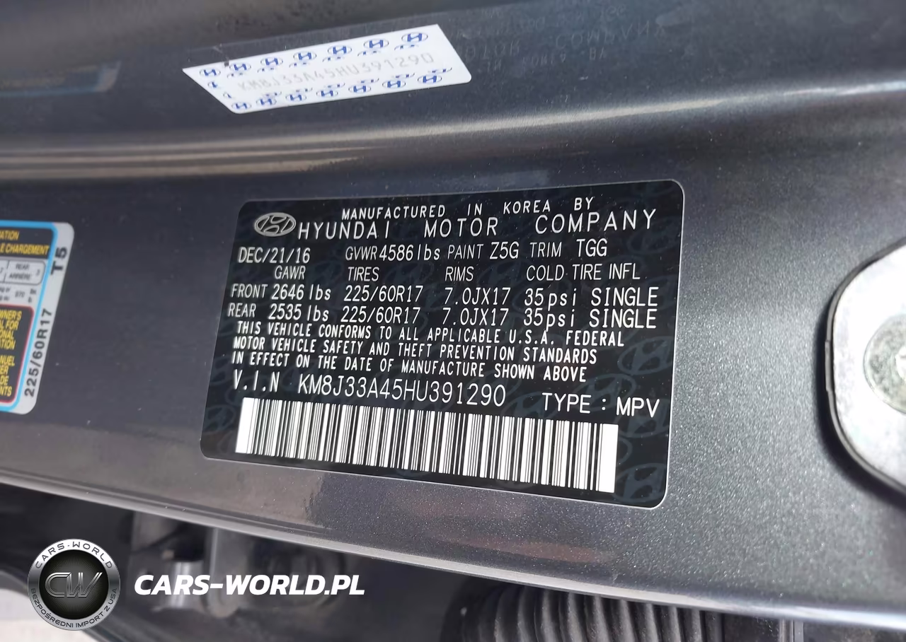 2017 Hyundai Tucson Se VIN:KM8J33A45HU391290 - 9