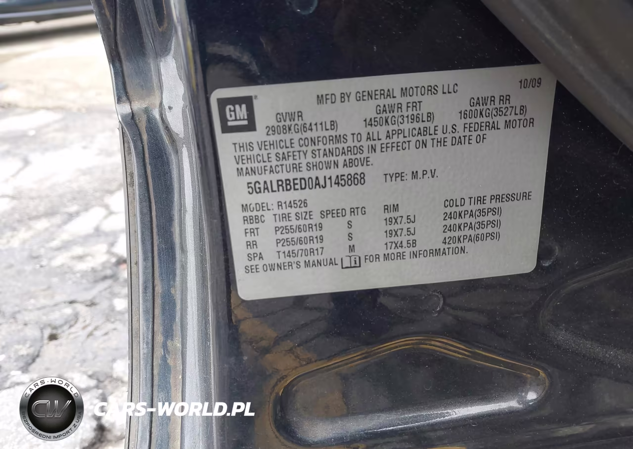 2010 Buick Enclave 1Xl VIN:5GALRBED0AJ145868 - 9