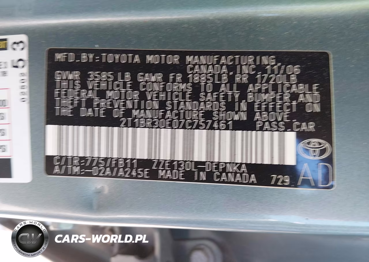 2007 Toyota Corolla Le VIN:2T1BR30E07C757461 - 9
