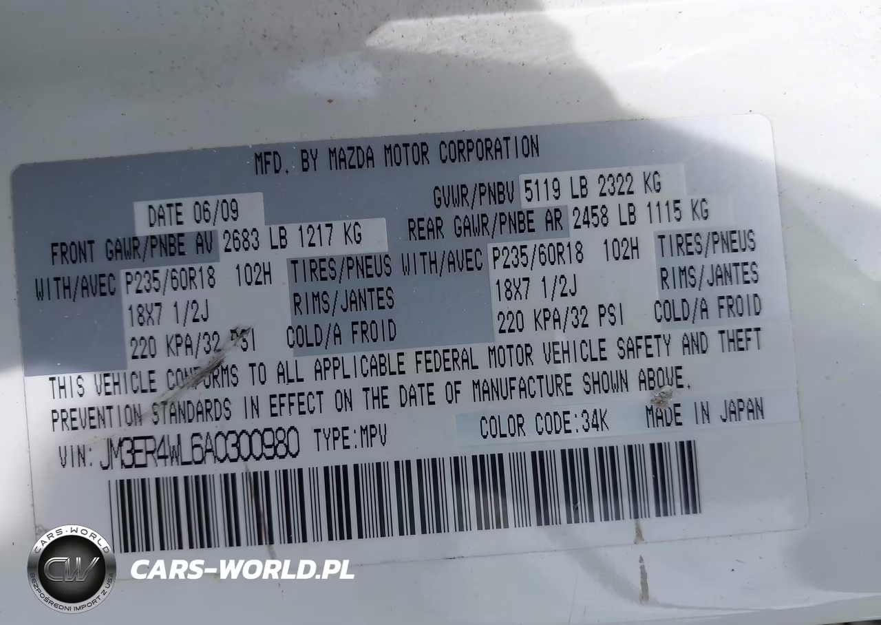 2010 Mazda Cx-7 S Touring VIN:JM3ER4WL6A0300980 - 9