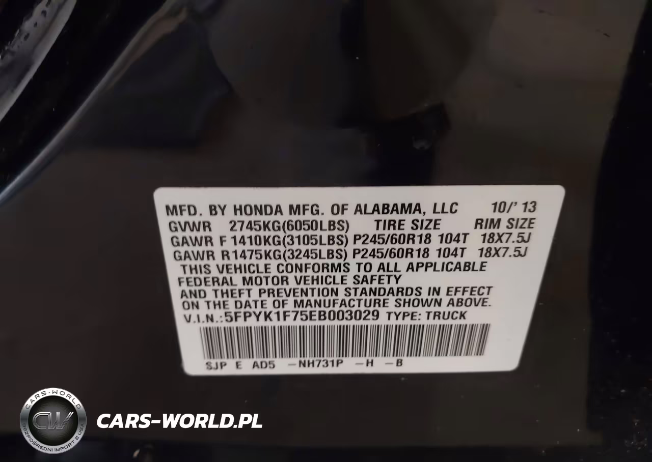 2014 Honda Ridgeline Sport VIN:5FPYK1F75EB003029 - 9