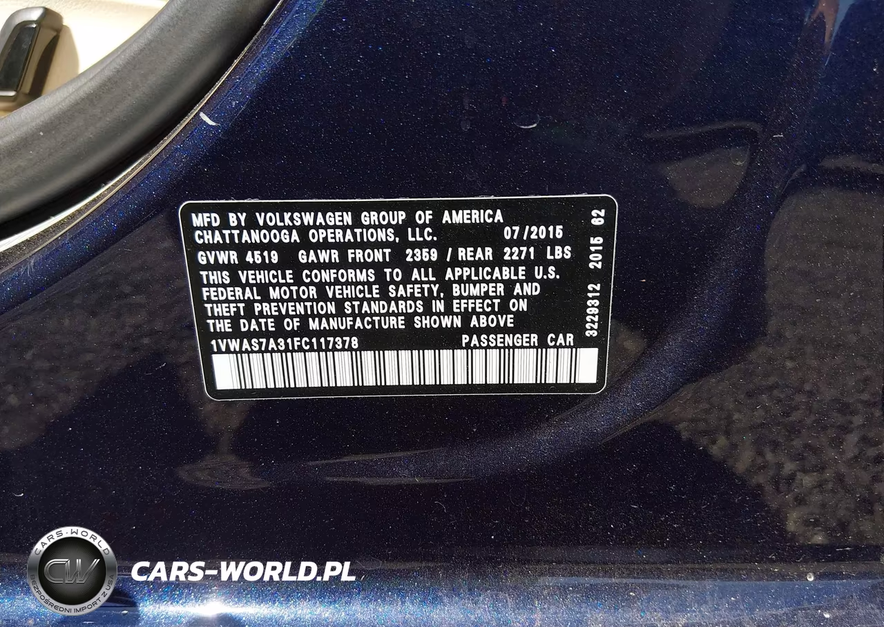 2015 Volkswagen Passat 1.8T Limited Edition VIN:1VWAS7A31FC117378 - 9