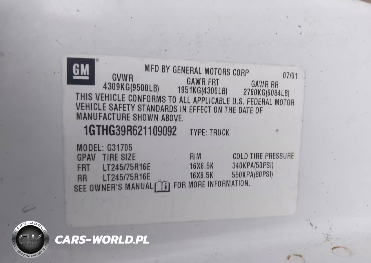 2002 GMC Savana Cargo Van Standard VIN:1GTHG39R621109092 - 9