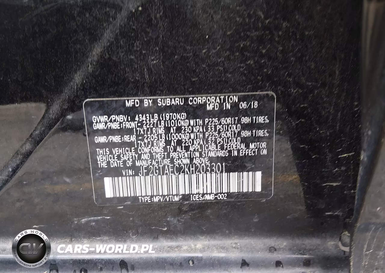 2019 Subaru Crosstrek 2.0I Premium VIN:JF2GTAEC2KH203301 - 9