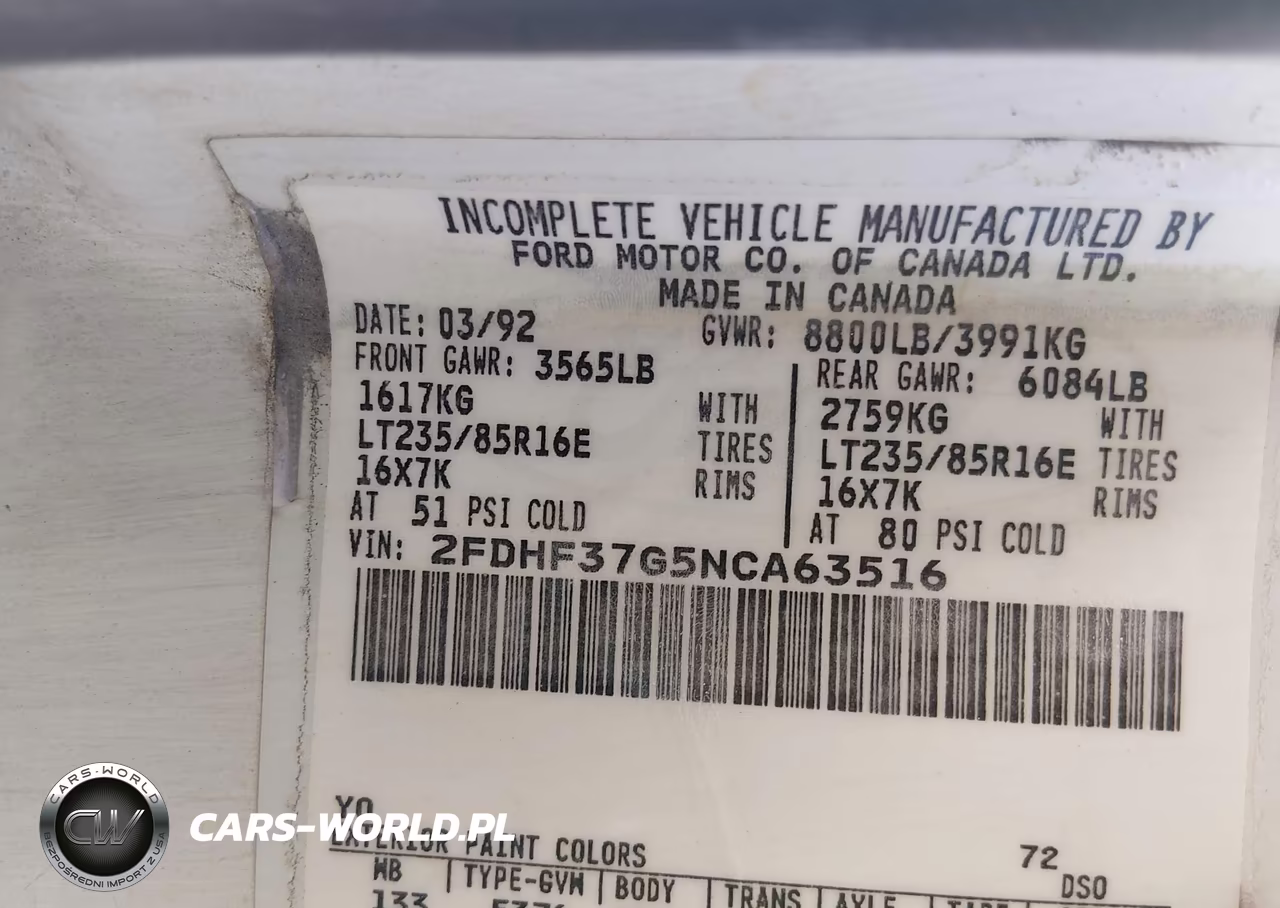1992 Ford F350 VIN:2FDHF37G5NCA63516 - 9
