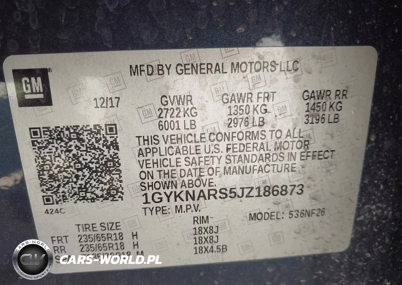 2018 Cadillac Xt5 Standard VIN:1GYKNARS5JZ186873 - 9