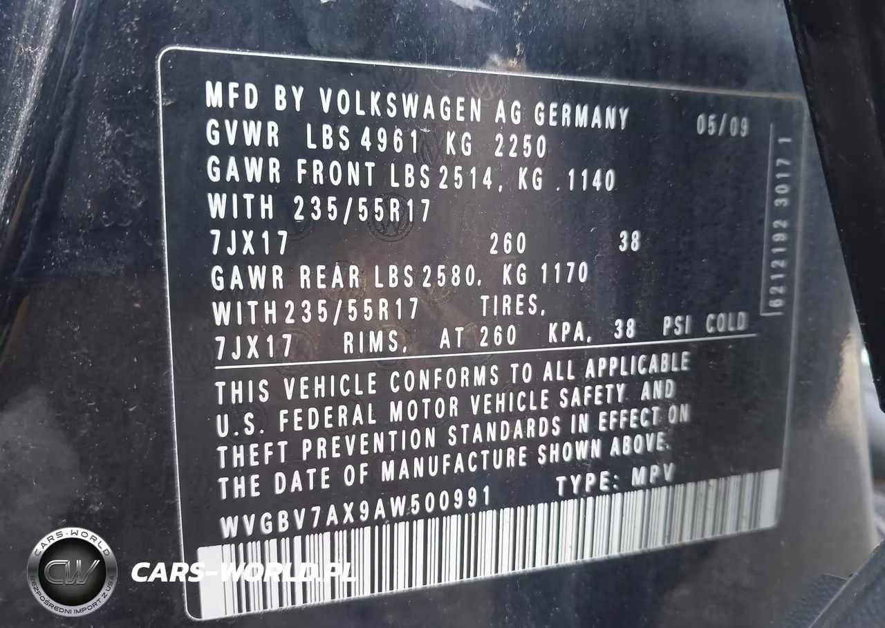 2010 Volkswagen Tiguan Se VIN:WVGBV7AX9AW500991 - 9