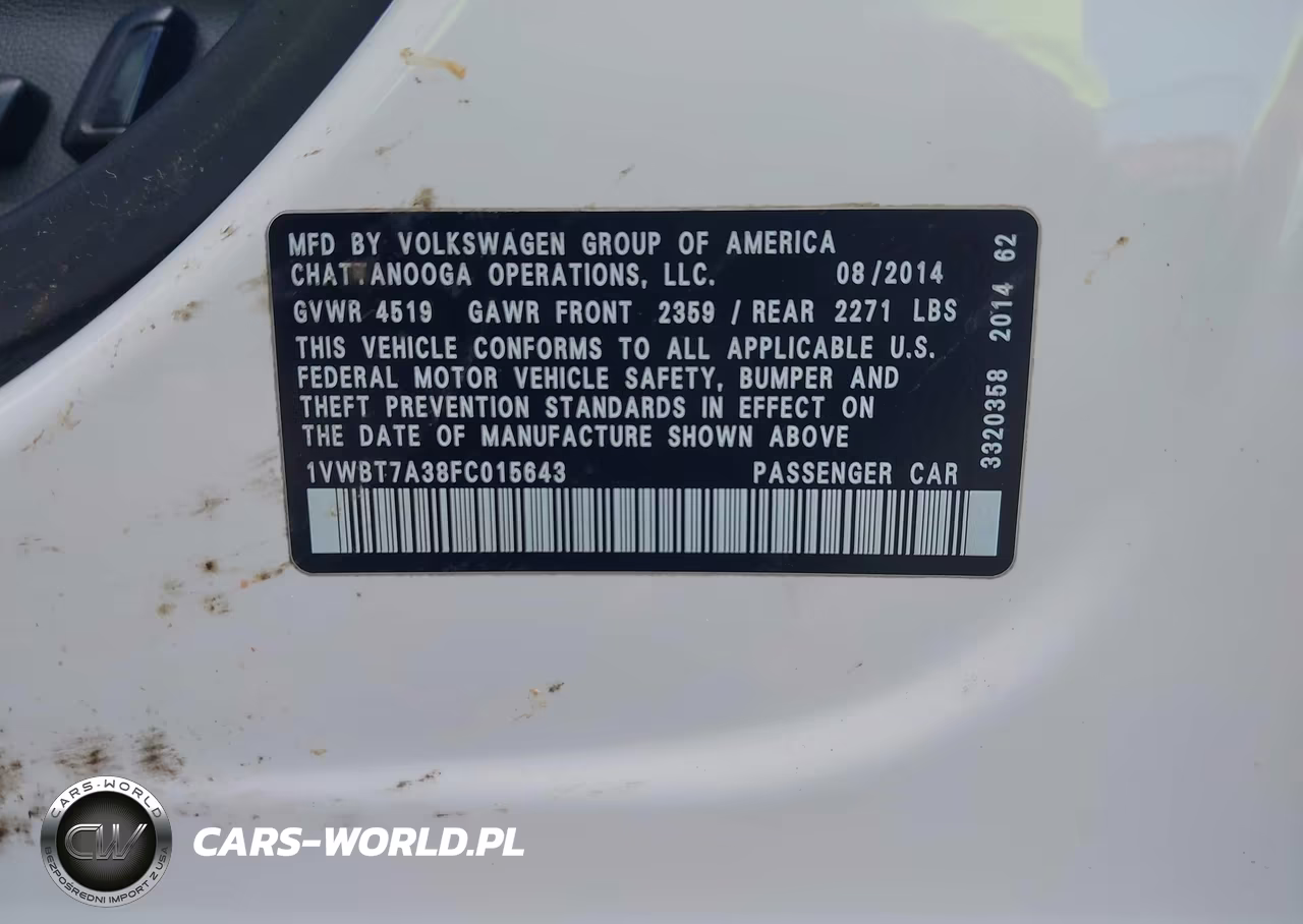 2015 Volkswagen Passat 1.8T Se VIN:1VWBT7A38FC015643 - 9