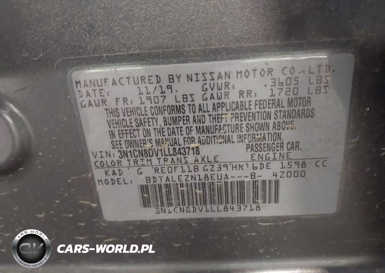2020 Nissan Versa S Xtronic Cvt VIN:3N1CN8DV1LL843718 - 9