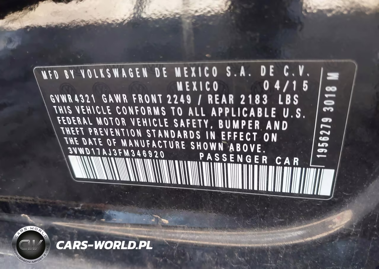 2015 Volkswagen Jetta 1.8T Se VIN:3VWD17AJ3FM346920 - 9