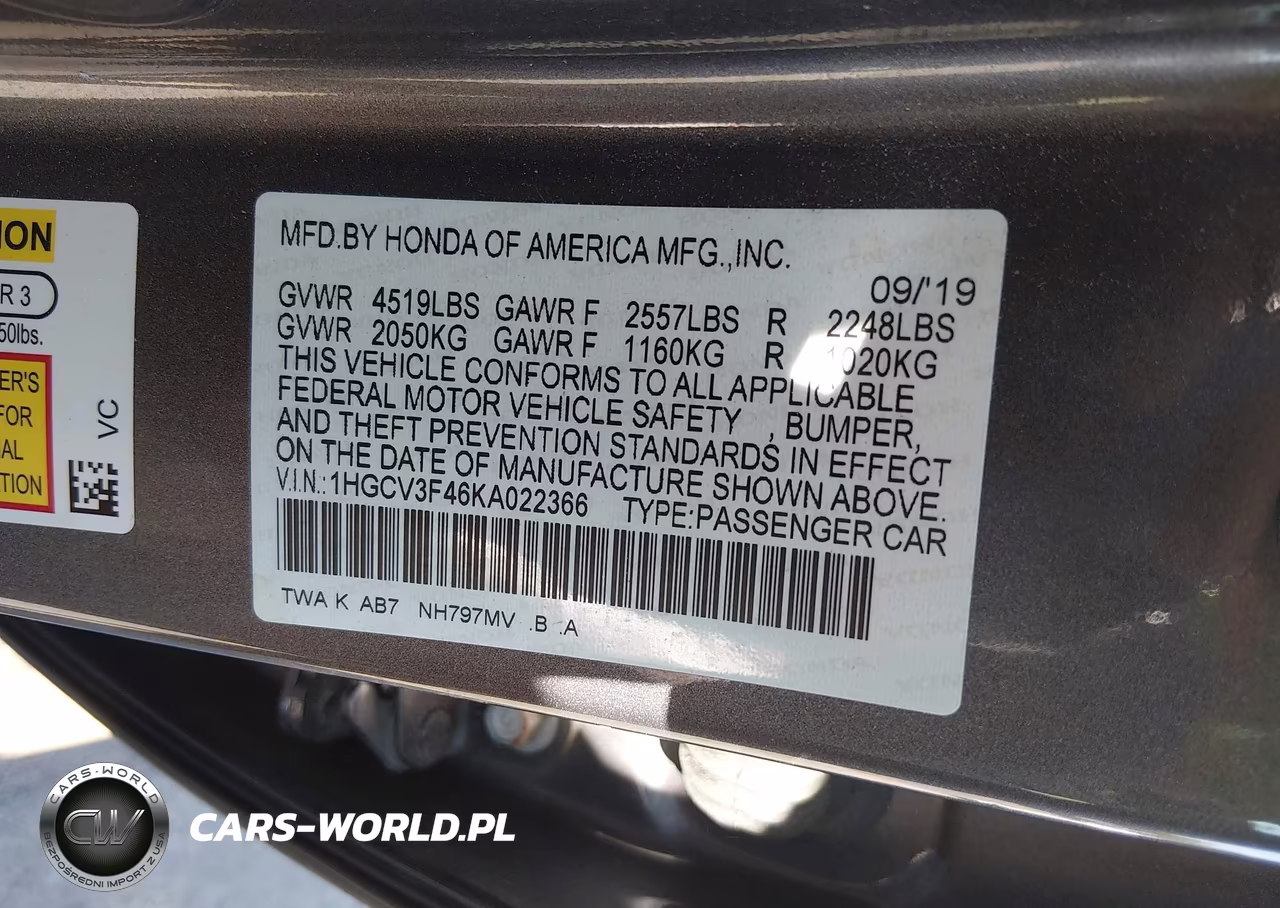 2019 Honda Accord Hybrid Ex VIN:1HGCV3F46KA022366 - 9