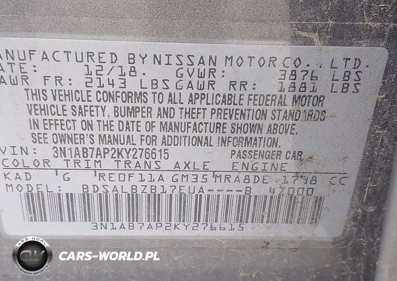 2019 Nissan Sentra S VIN:3N1AB7AP2KY276615 - 9
