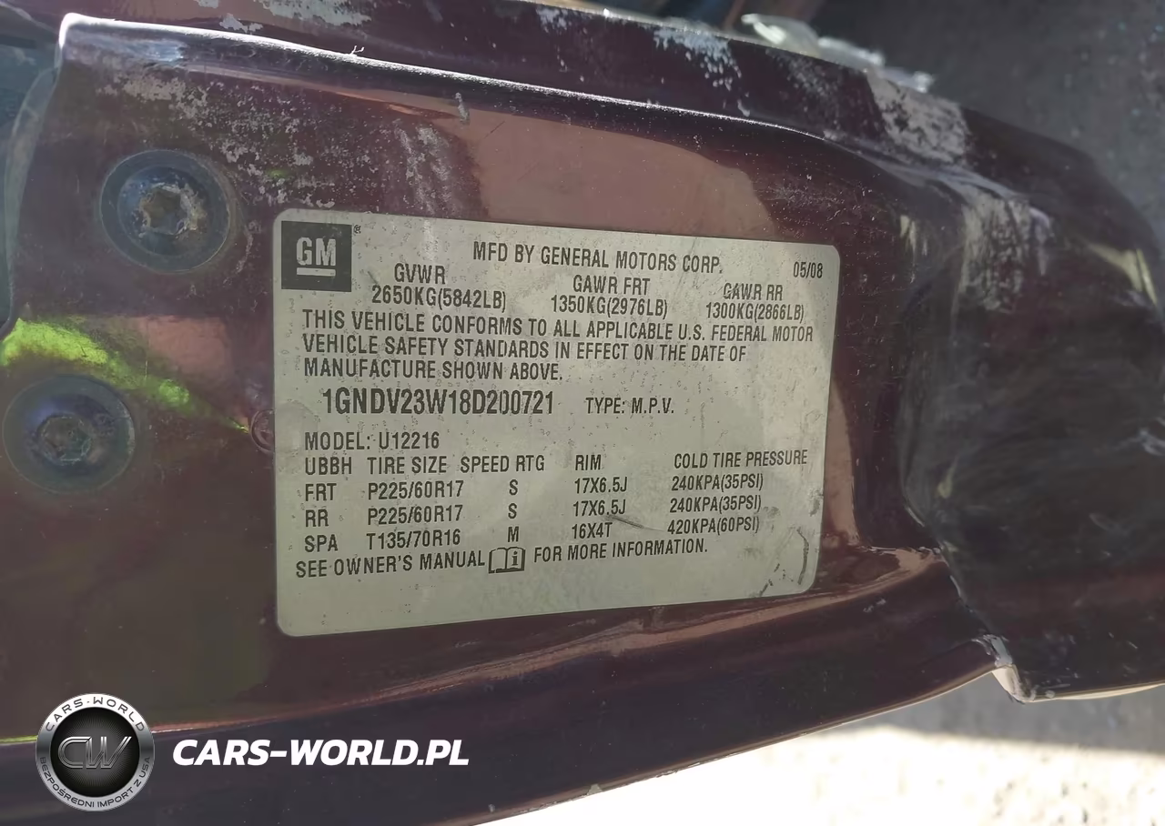 2008 Chevrolet Uplander Ls VIN:1GNDV23W18D200721 - 9