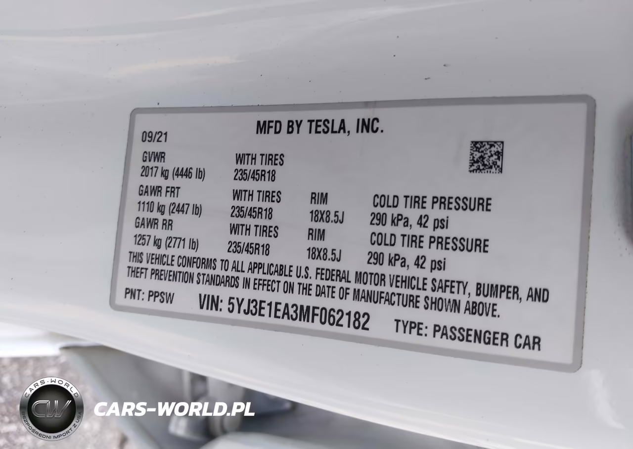 2021 Tesla Model 3 Standard Range Plus Rear-Wheel Drive VIN:5YJ3E1EA3MF062182 - 9