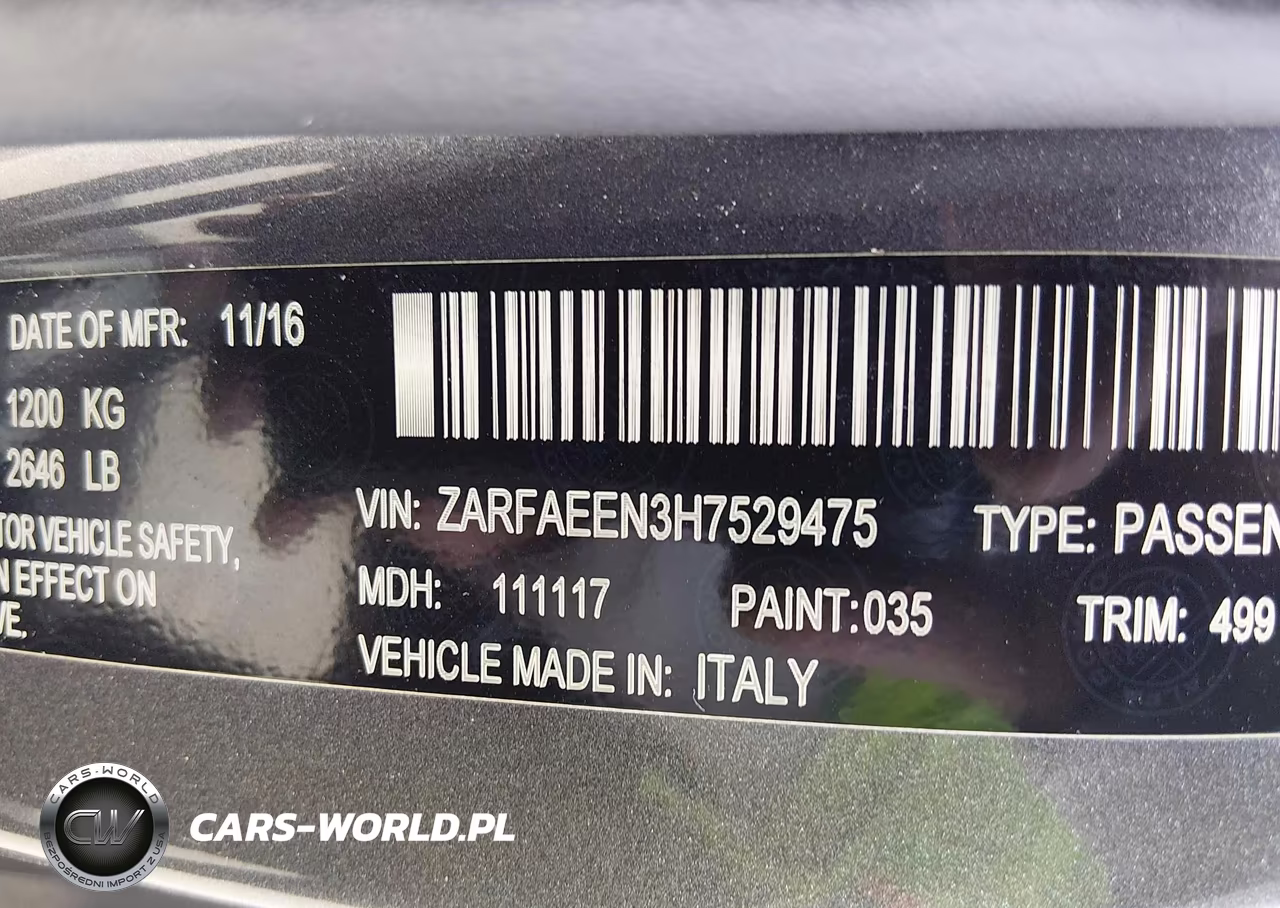 2017 Alfa Romeo Giulia Ti Awd VIN:ZARFAEEN3H7529475 - 9