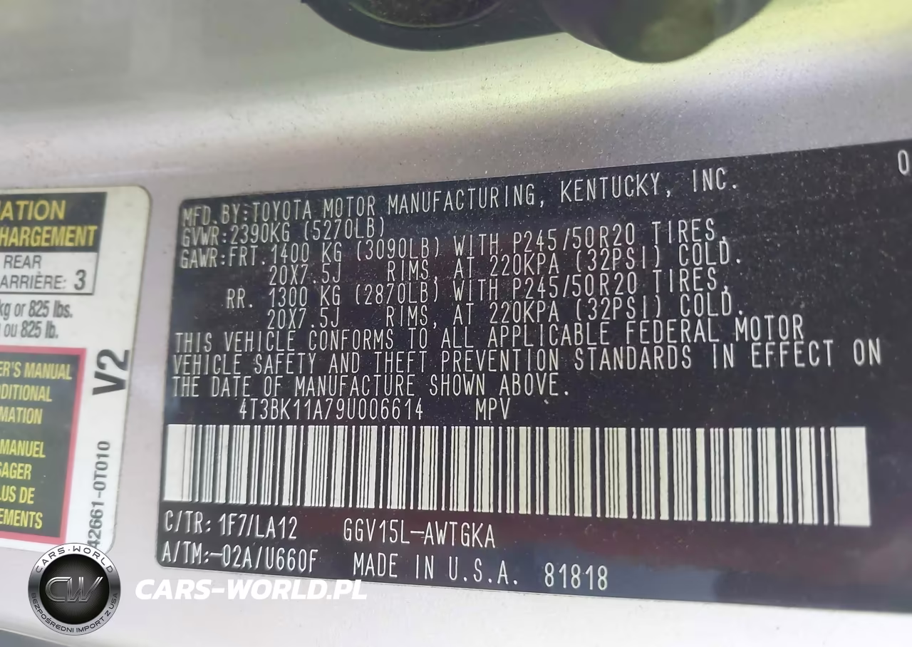 2009 Toyota Venza Base V6 VIN:4T3BK11A79U006614 - 9