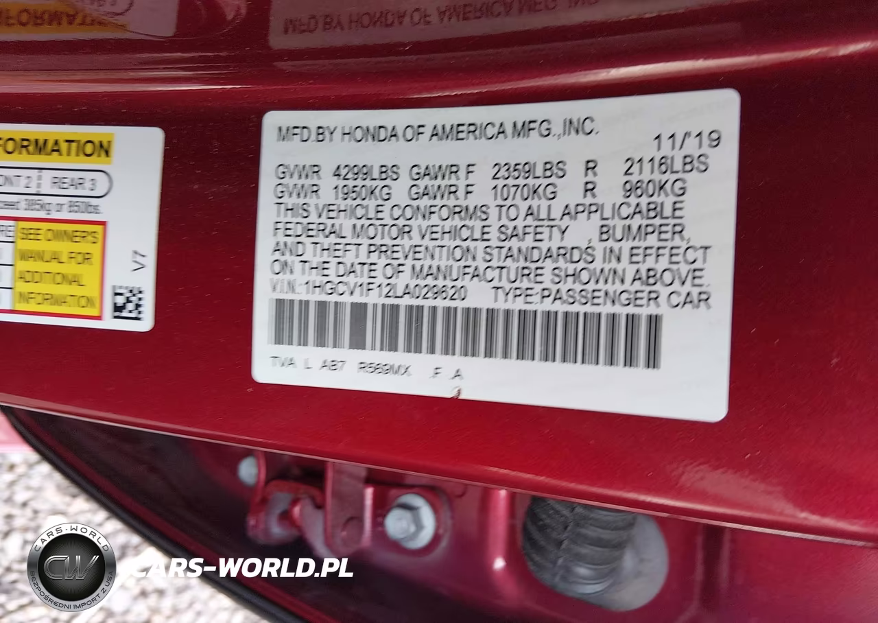 2020 Honda Accord Lx VIN:1HGCV1F12LA029620 - 9