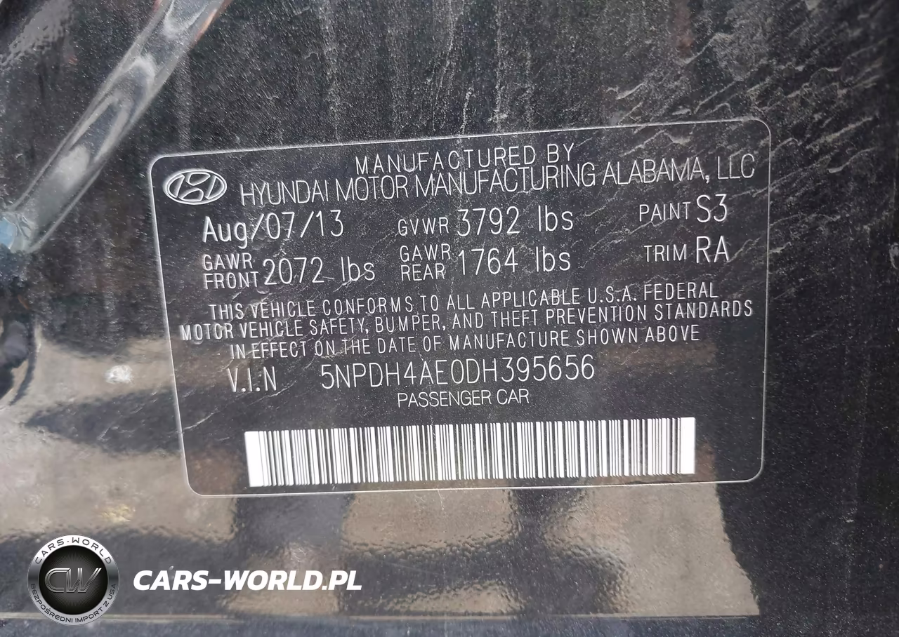 2013 Hyundai Elantra Gls VIN:5NPDH4AE0DH395656 - 9