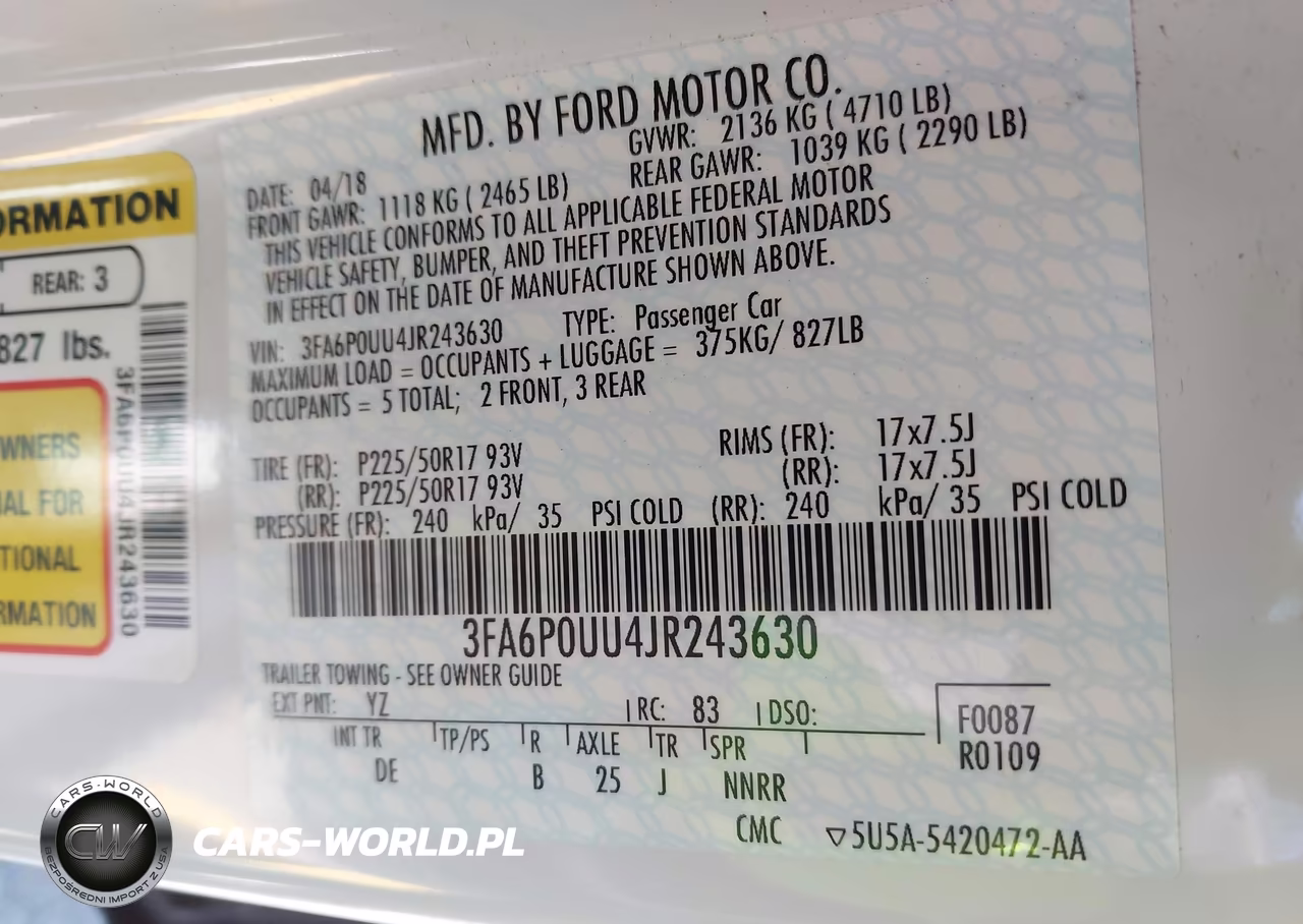 2018 Ford Fusion Hybrid S VIN:3FA6P0UU4JR243630 - 9