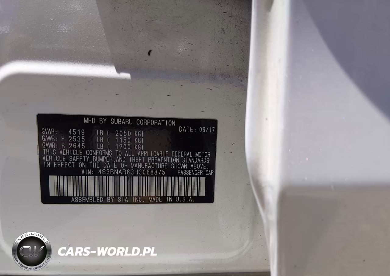 2017 Subaru Legacy 2.5I Sport VIN:4S3BNAR63H3068875 - 9
