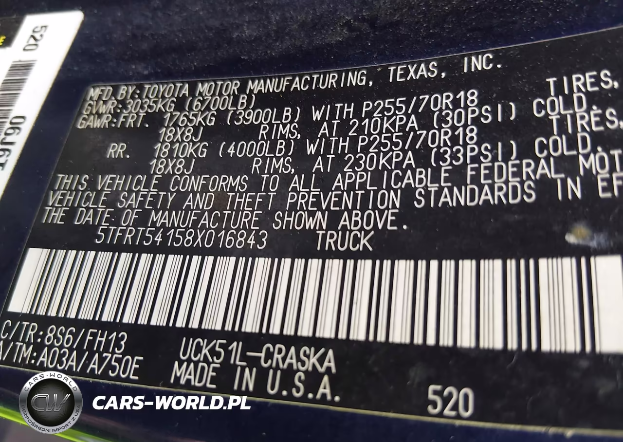 2008 Toyota Tundra Base 4.7L V8 VIN:5TFRT54158X016843 - 9