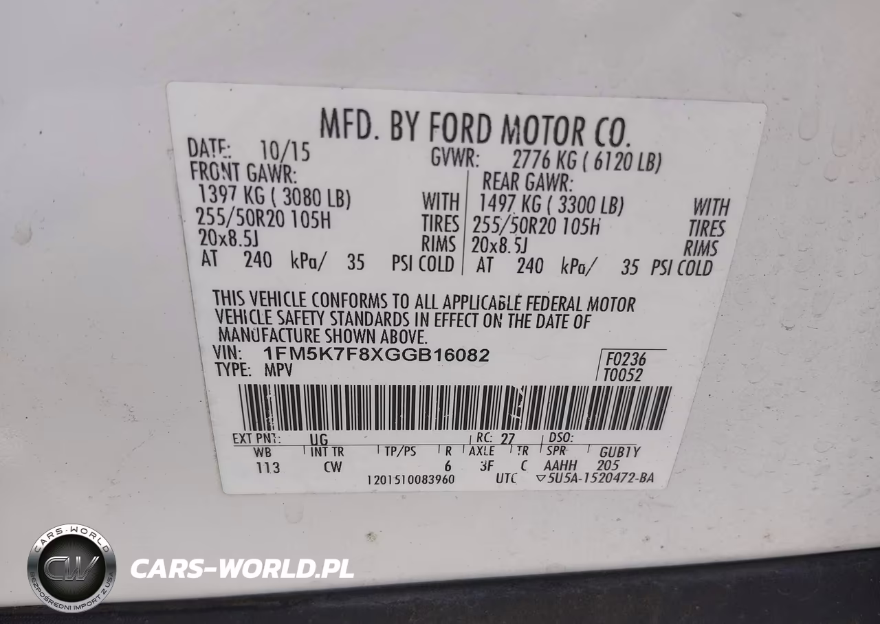 2016 Ford Explorer Limited VIN:1FM5K7F8XGGB16082 - 9