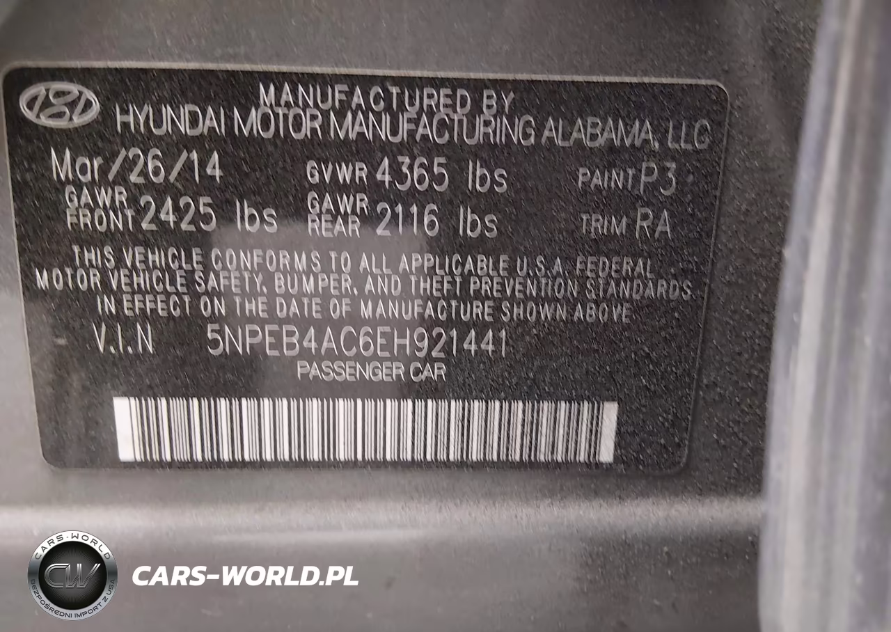 2014 Hyundai Sonata Gls VIN:5NPEB4AC6EH921441 - 9
