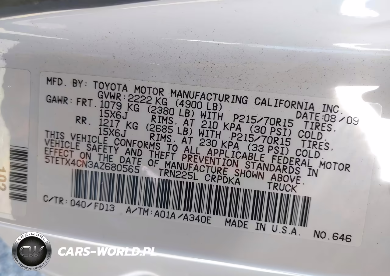 2010 Toyota Tacoma VIN:5TETX4CN3AZ680565 - 9