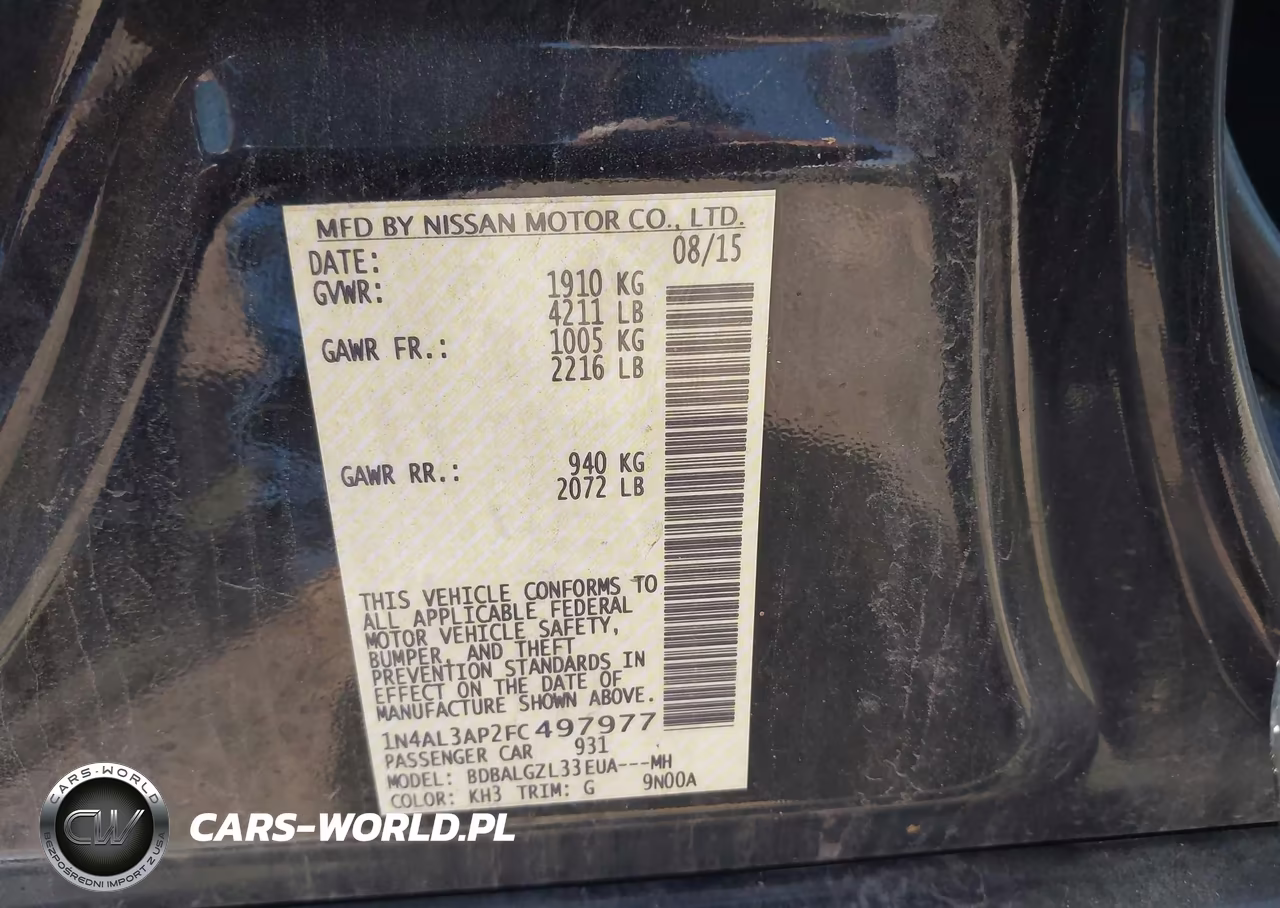 2015 Nissan Altima 2.5 S VIN:1N4AL3AP2FC497977 - 9