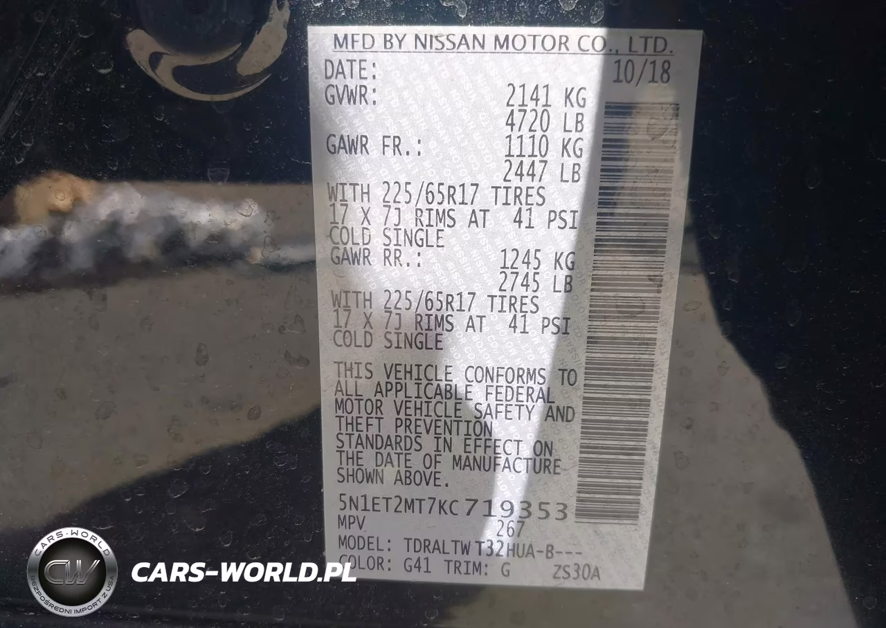 2019 Nissan Rogue Hybrid Sv VIN:5N1ET2MT7KC719353 - 9