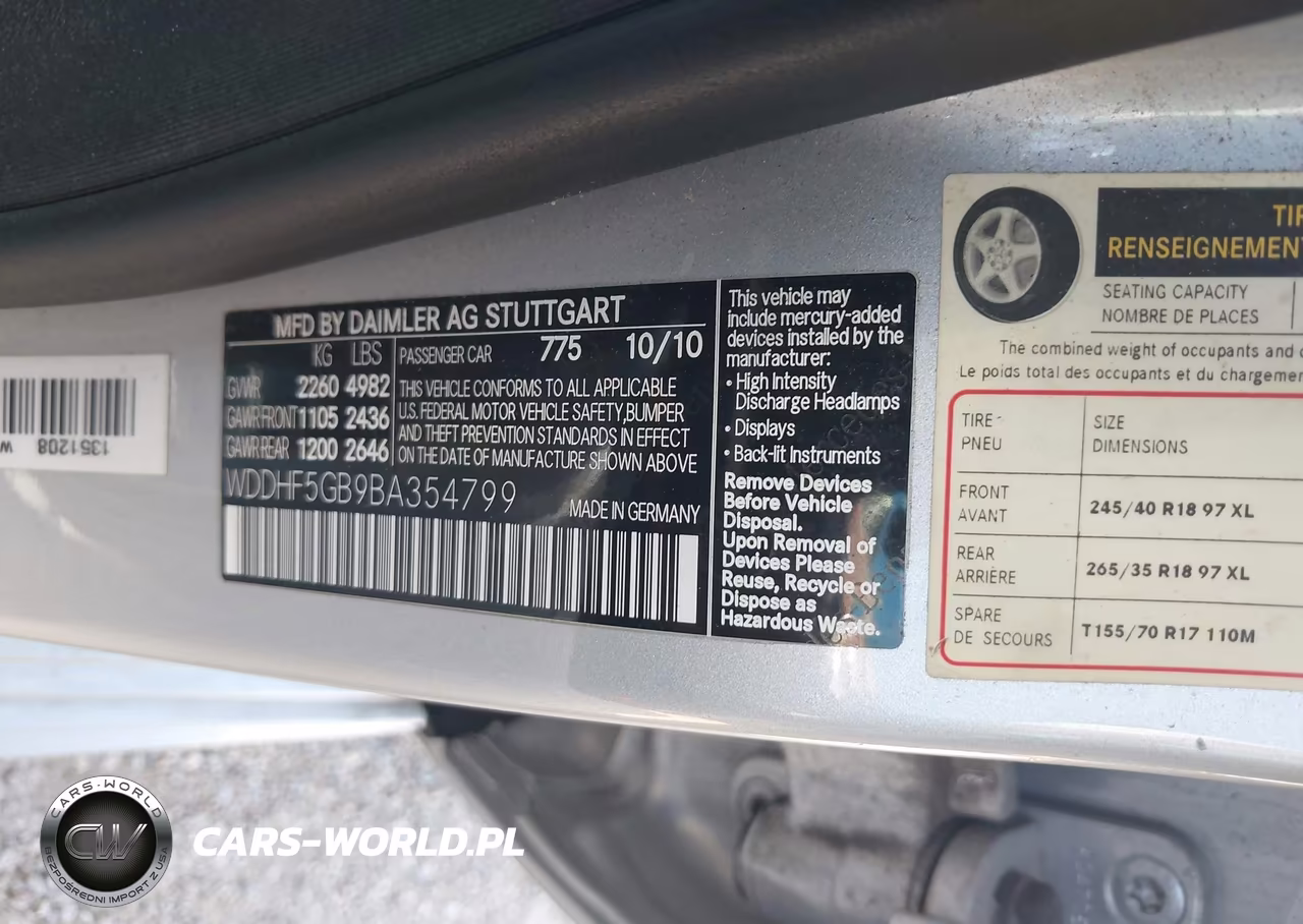 2011 Mercedes-Benz E 350 VIN:WDDHF5GB9BA354799 - 9