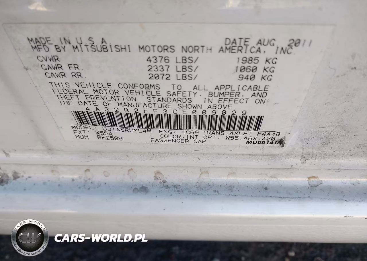 MITSUBISHI GALANT VIN:4A32B2FF3CE009029 - 9
