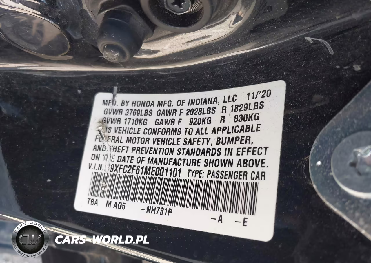 2021 Honda Civic Lx VIN:19XFC2F61ME001101 - 8