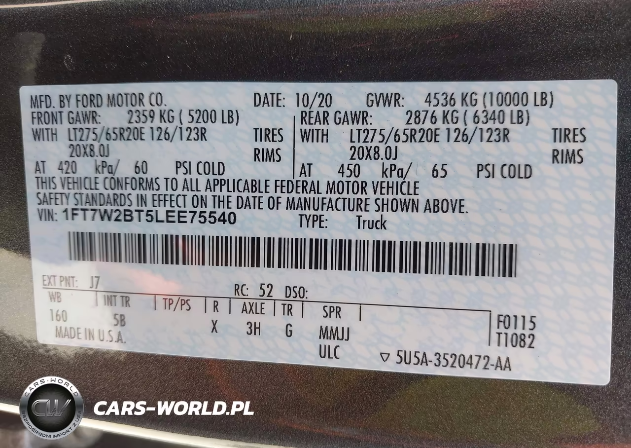 2020 Ford F-250 Lariat VIN:1FT7W2BT5LEE75540 - 9