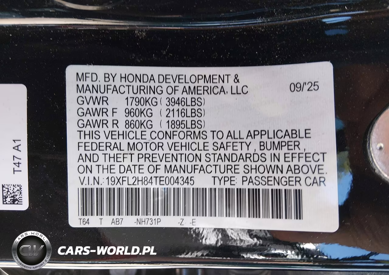 2026 Honda Civic Sport VIN:19XFL2H84TE004345 - 9