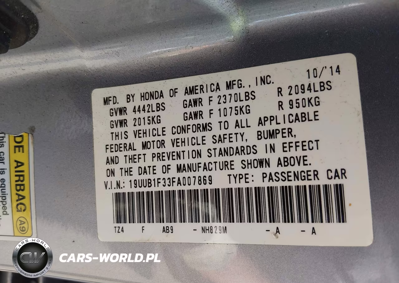 2015 Acura Tlx VIN:19UUB1F33FA007869 - 9