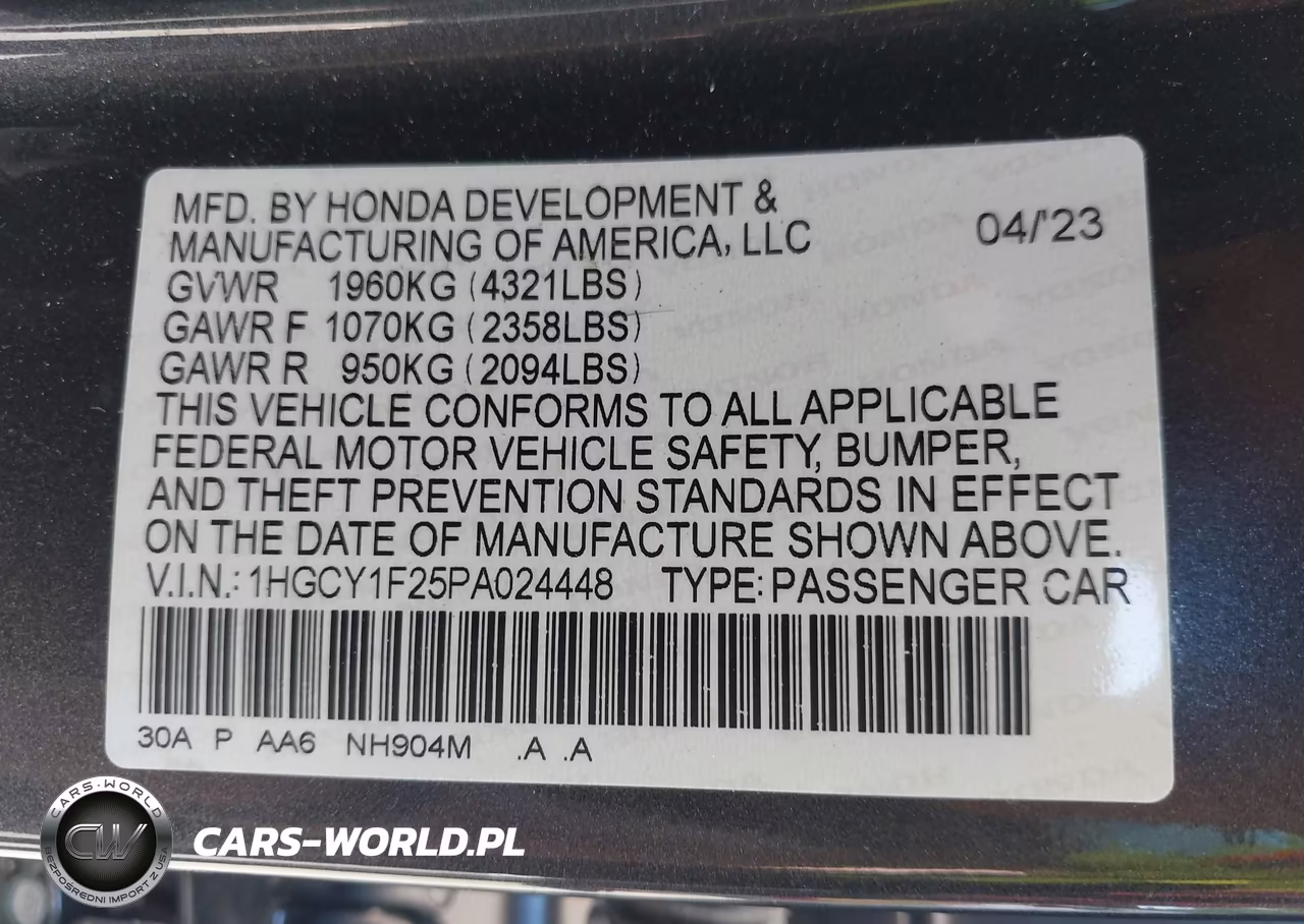 2023 Honda Accord Lx VIN:1HGCY1F25PA024448 - 9